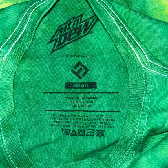 Mountain Dew Logo Green Tie Dye Short Sleeve Tee Size Small - Picture 4 of 4